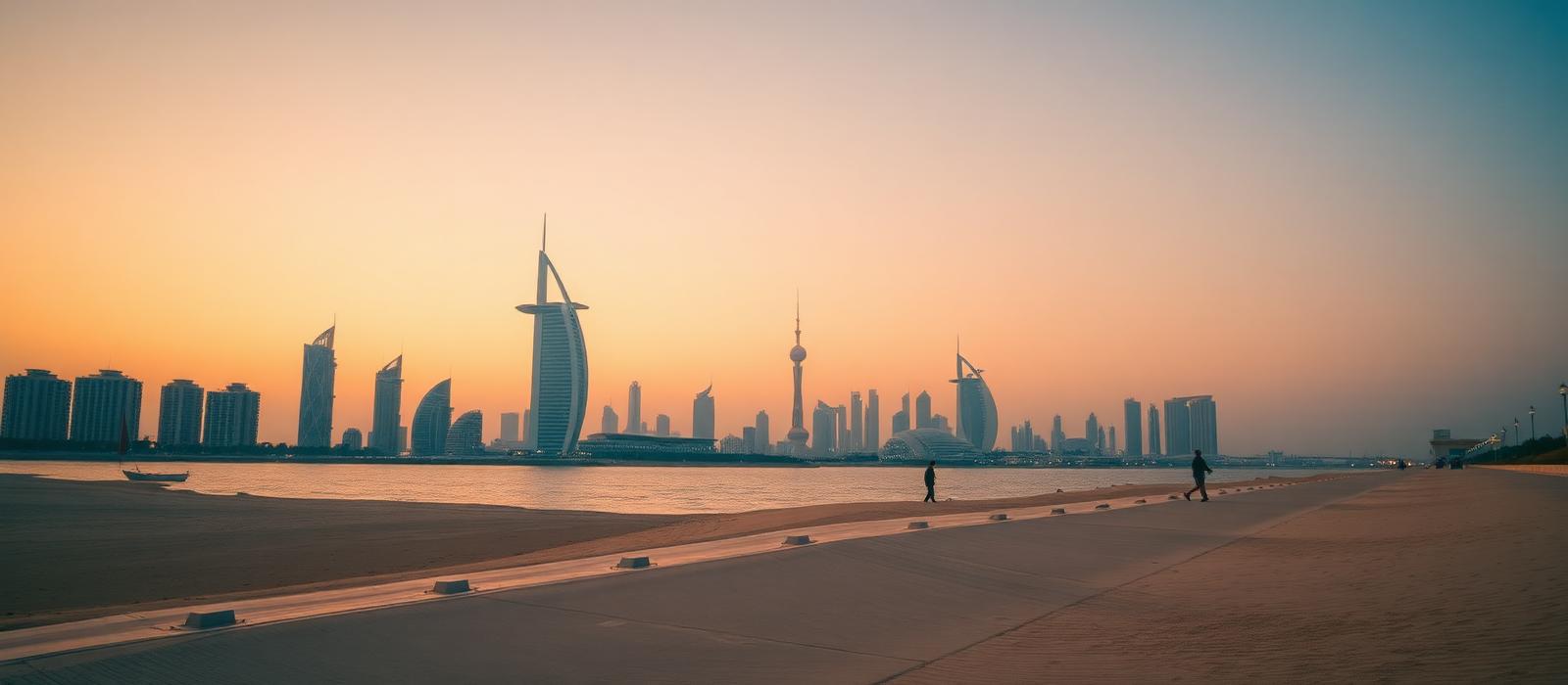 Abu Dhabi skyline at dusk